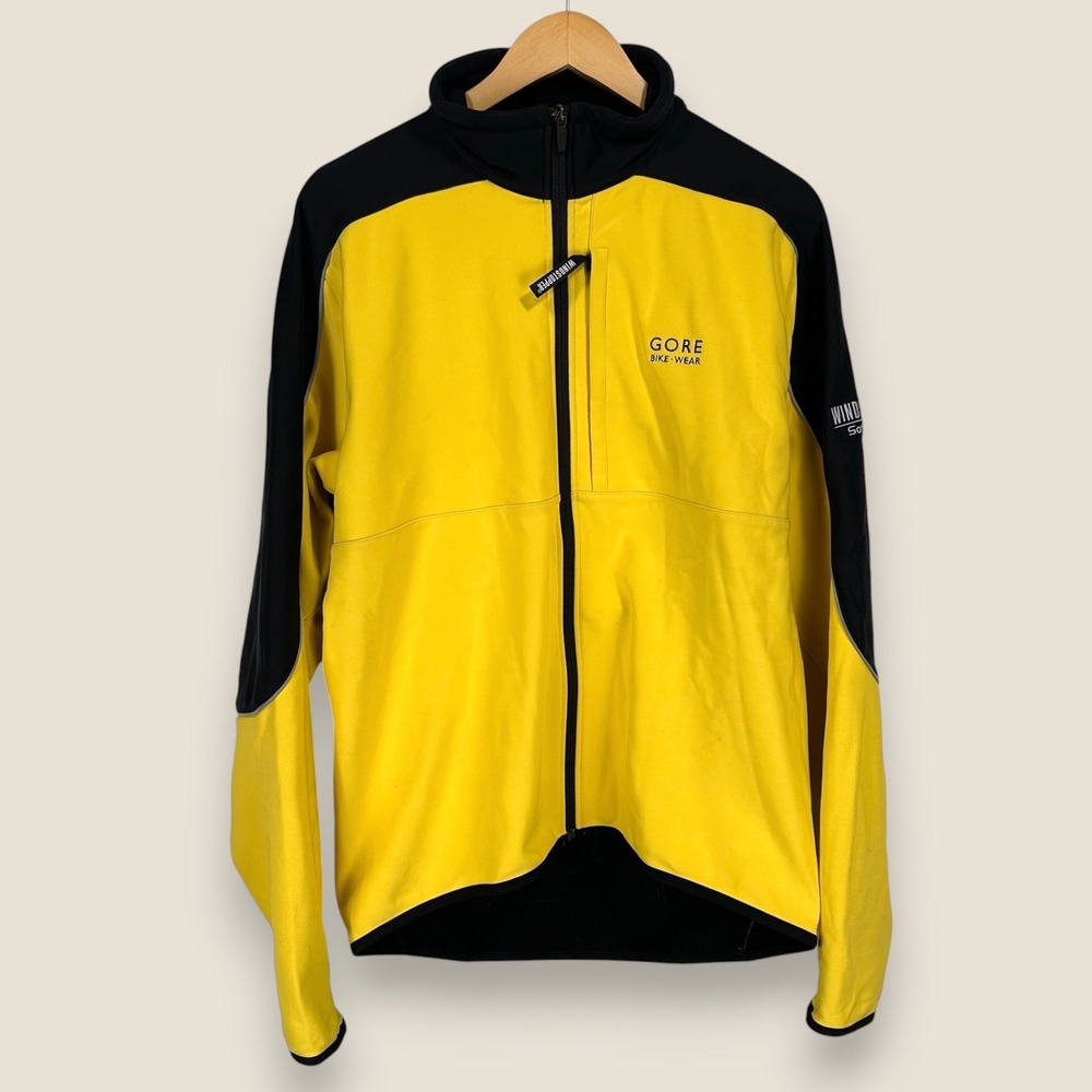 Gore Bike Wear Windstopper Soft Shell Jacket Men 2XL Yellow Black Vents Pockets